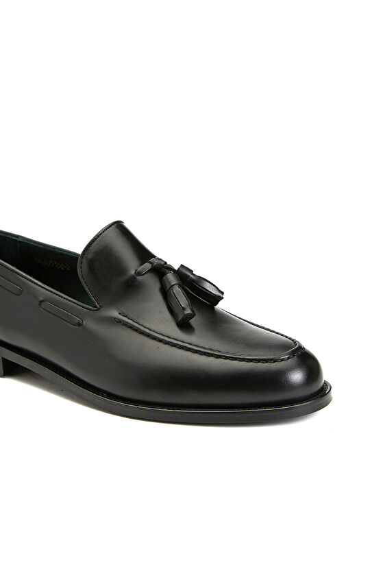 Siyah Erkek Püsküllü Deri Loafer
