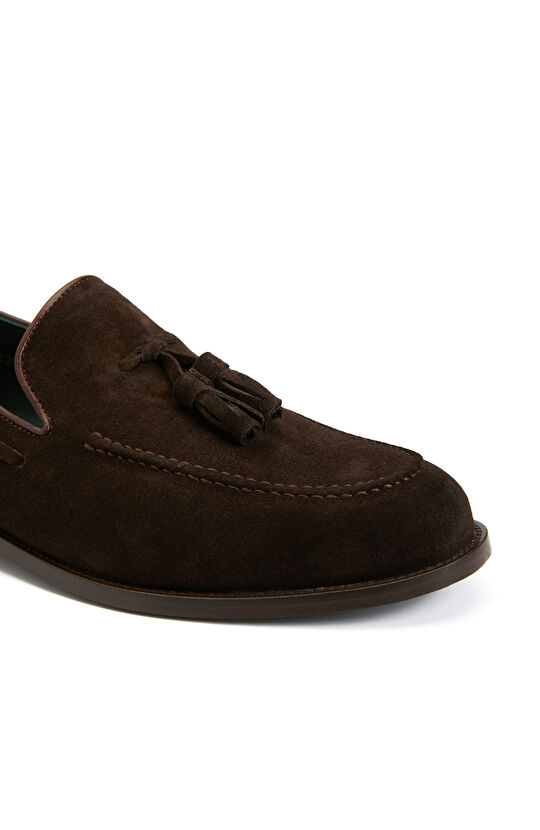 Kahverengi Erkek Süet Deri Loafer