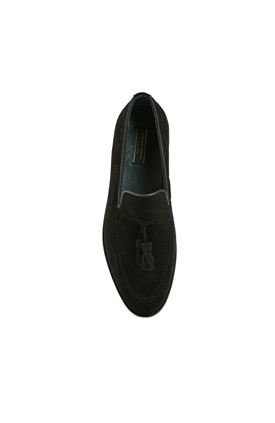Siyah Erkek Süet Deri Loafer