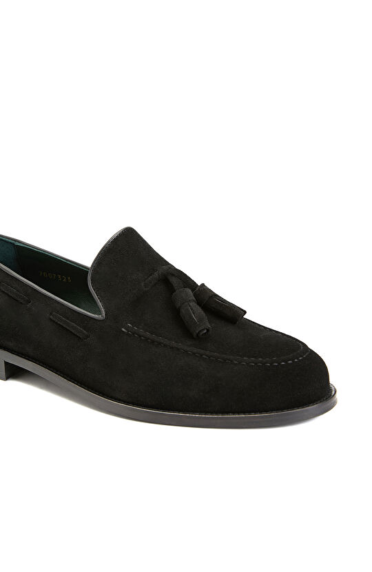 Siyah Erkek Süet Deri Loafer