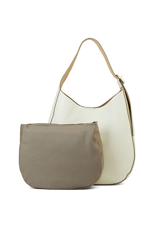 Bej Çıkarılabilir İç Çantalı Kadın Omuz Çantası