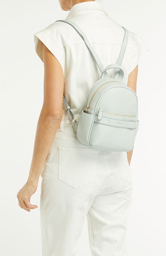 Buz Mavisi Kadın Deri Mini Sırt Çantası