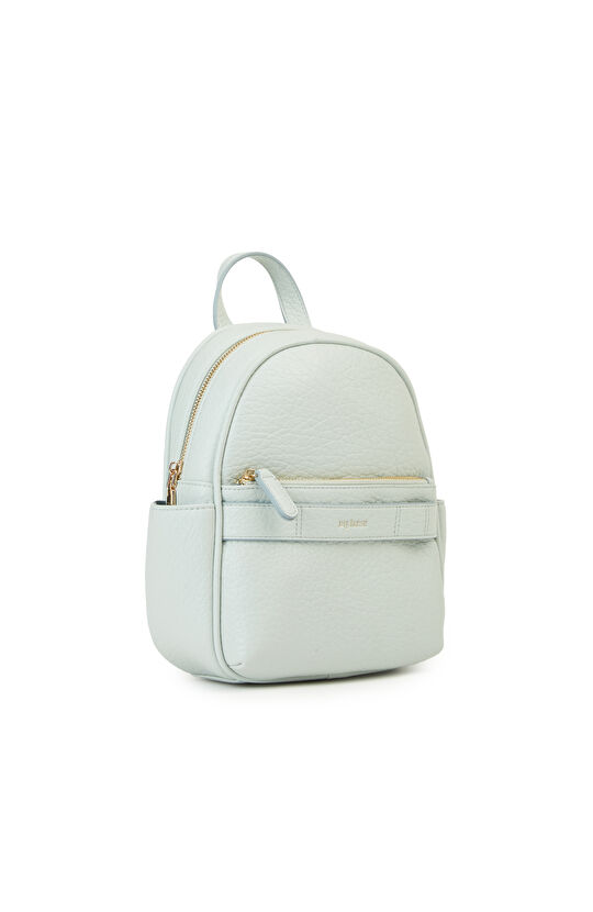 Buz Mavisi Kadın Deri Mini Sırt Çantası