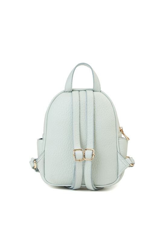 Buz Mavisi Kadın Deri Mini Sırt Çantası