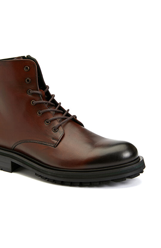 Kahverengi Klasik Bağcıklı Erkek Deri Bot