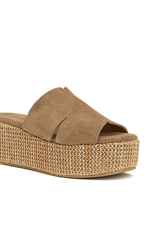 Vizon Süet Dolgu Topuk Kadın Terlik