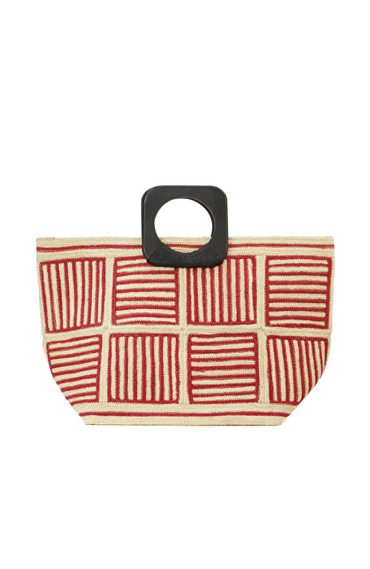 Kırmızı Kadın Hasır Çanta