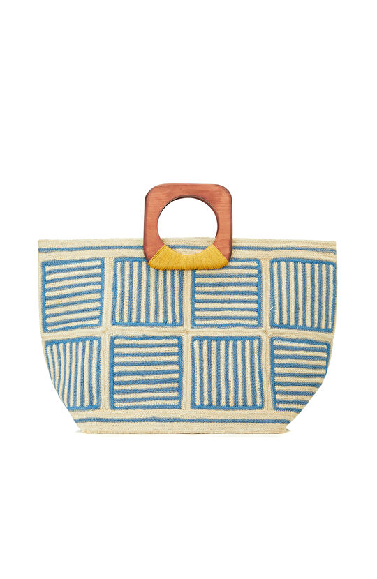 Mavi Kadın Hasır Çanta
