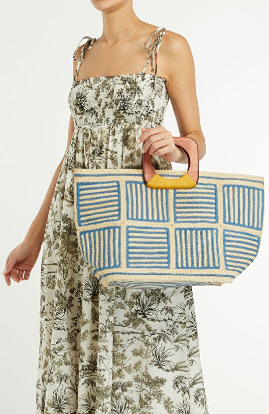 Mavi Kadın Hasır Çanta