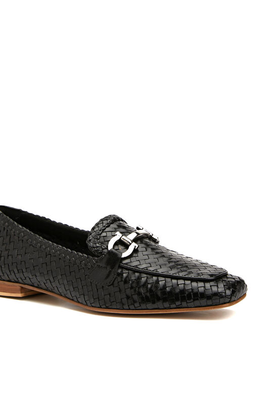 Siyah Kadın Deri Loafer