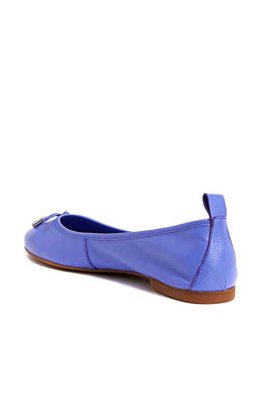 Mor Yumuşak Deri Kadın Babet