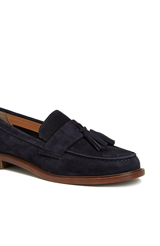Lacivert Kadın Süet Loafer