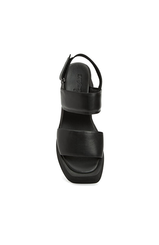 Siyah Kadın Deri Sandalet