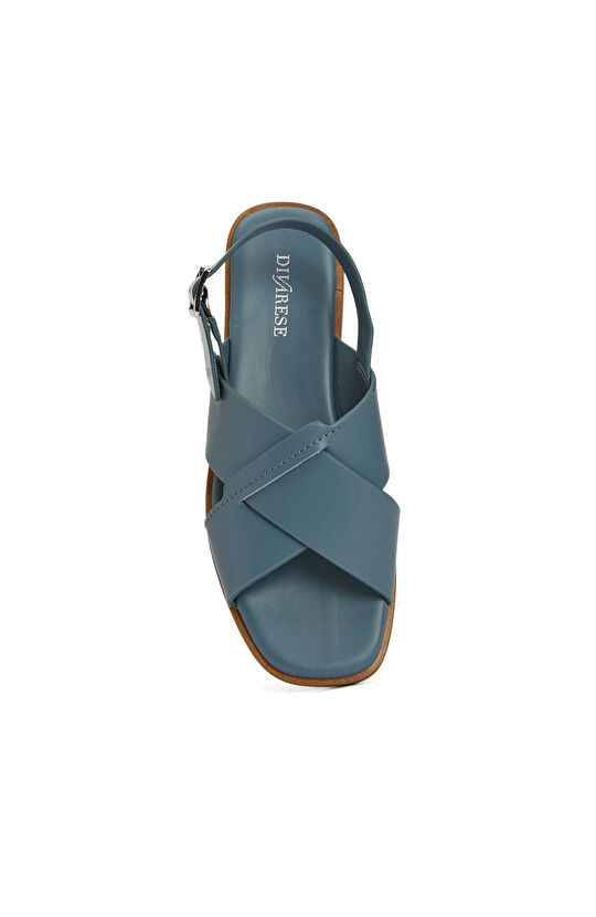 Mavi Kadın Deri Sandalet