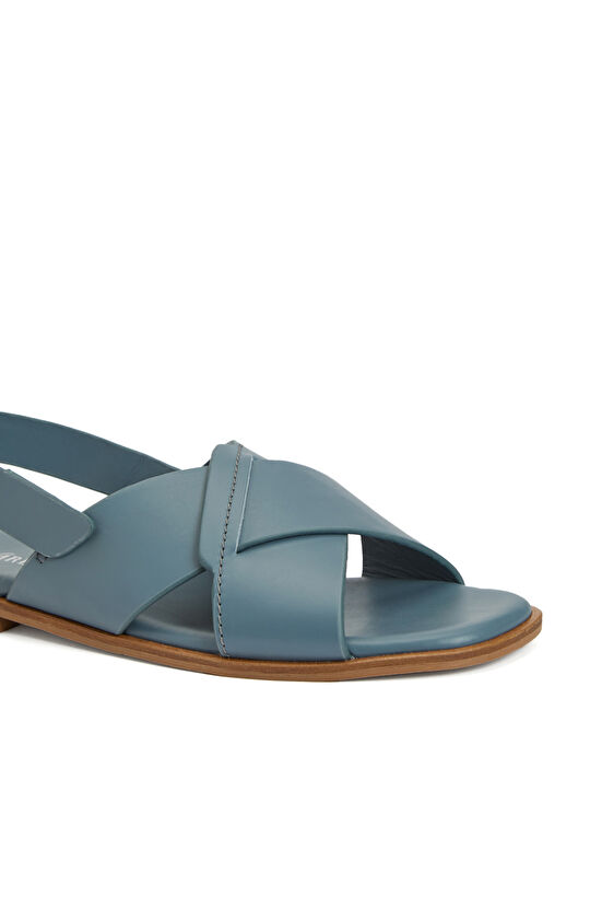Mavi Kadın Deri Sandalet