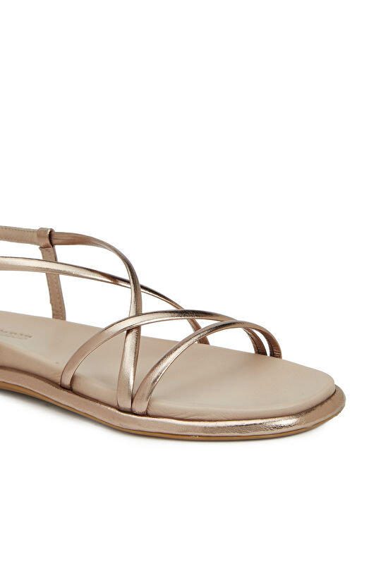 Bronz Kadın Deri Sandalet