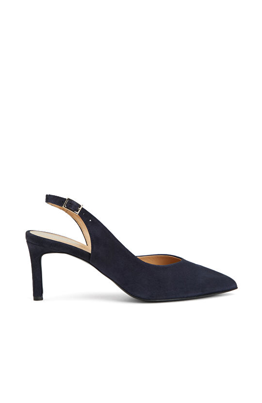 Lacivert Süet Kadın Süet Topuklu Ayakkabı