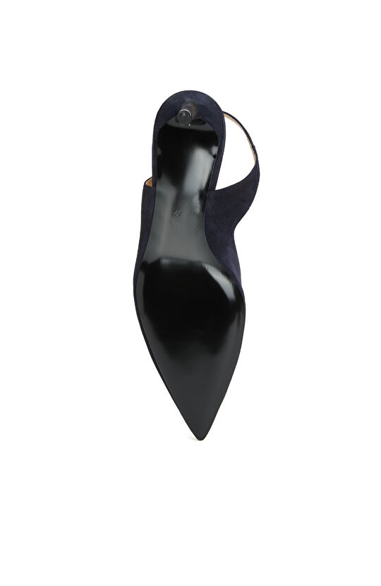 Lacivert Süet Kadın Süet Topuklu Ayakkabı