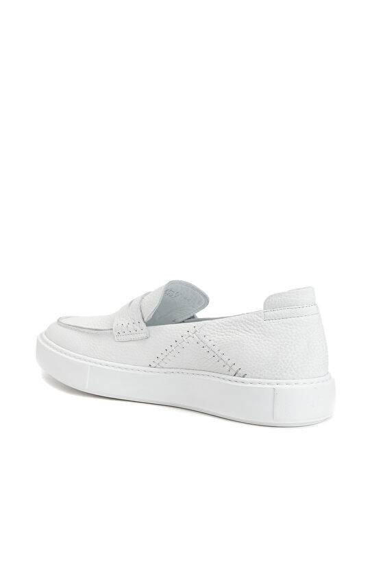 Beyaz Erkek Deri Loafer