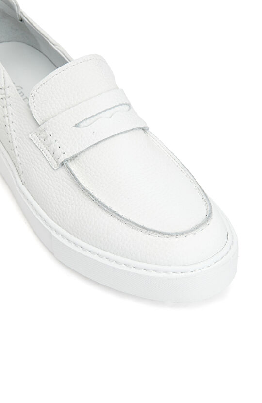 Beyaz Erkek Deri Loafer