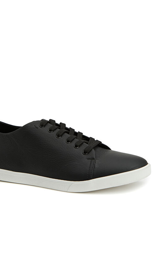 Siyah Desenli Erkek Deri Sneaker