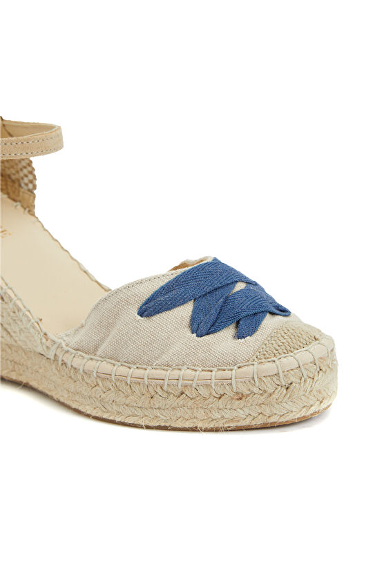 Kırık Beyaz Mavi Kadın Espadril