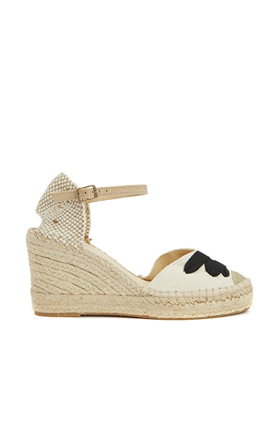 Siyah Kırık Beyaz Kadın Espadril