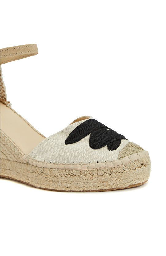 Siyah Kırık Beyaz Kadın Espadril