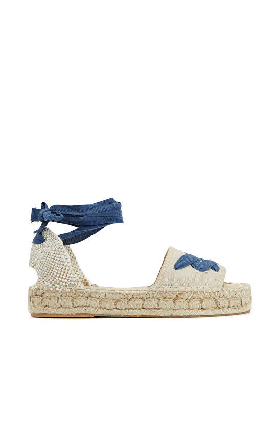 Kırık Beyaz Mavi Kadın Espadril