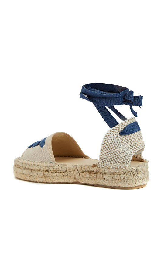Kırık Beyaz Mavi Kadın Espadril