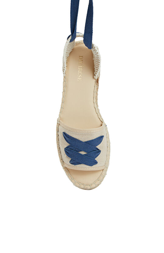 Kırık Beyaz Mavi Kadın Espadril