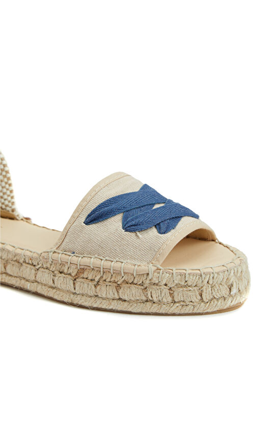 Kırık Beyaz Mavi Kadın Espadril