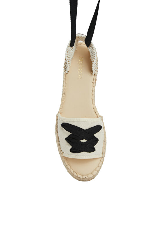 Siyah Ekru Kadın Espadril