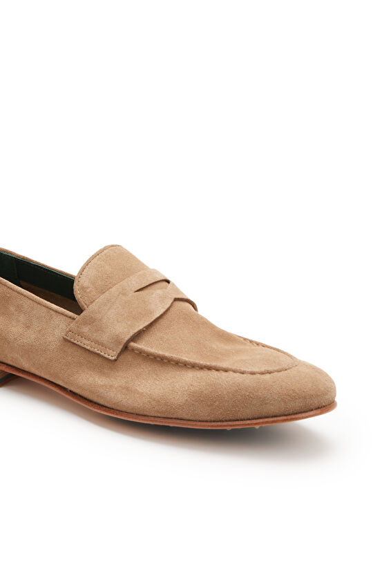 Bej Astarsız Erkek Süet Loafer