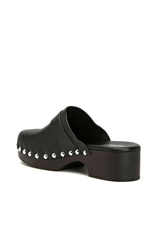 Siyah Kadın Deri Terlik