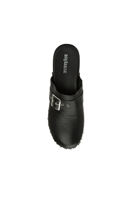 Siyah Kadın Deri Terlik