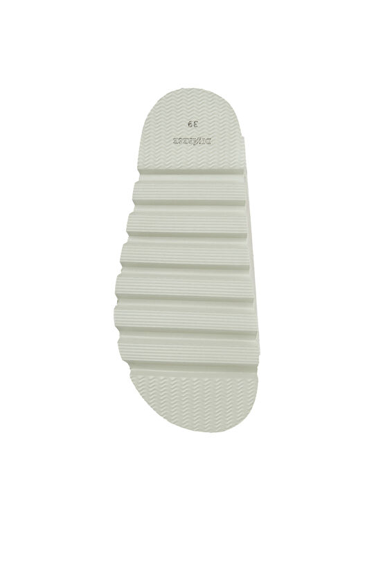 Krem Kadın Deri Terlik