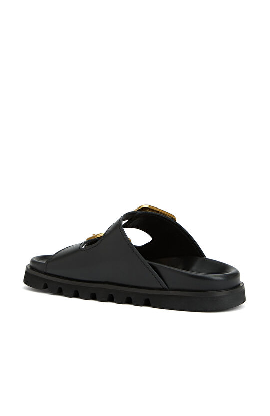 Siyah Kadın Deri Terlik