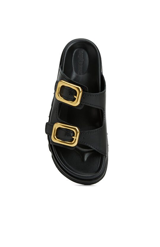 Siyah Kadın Deri Terlik