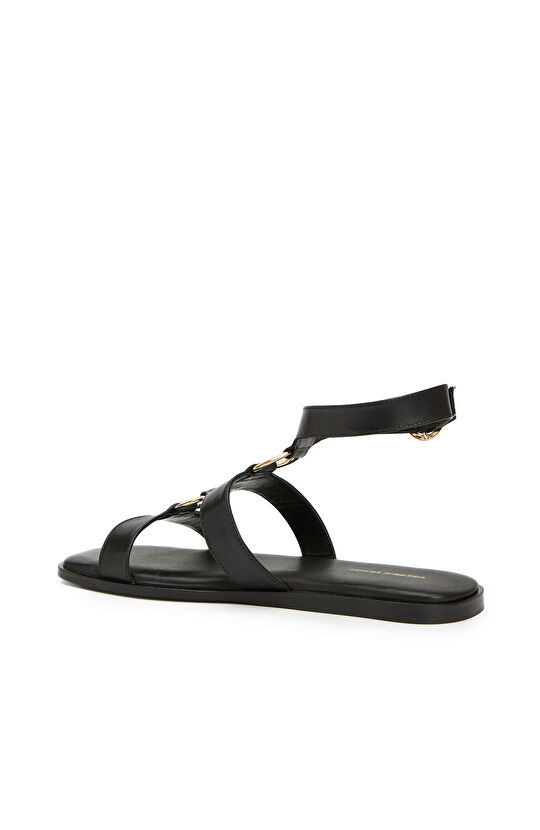 Siyah Kadın Deri Sandalet