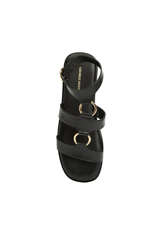 Siyah Kadın Deri Sandalet