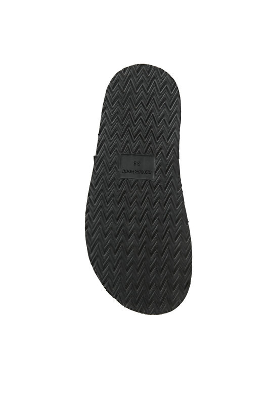 Siyah Kadın Deri Sandalet