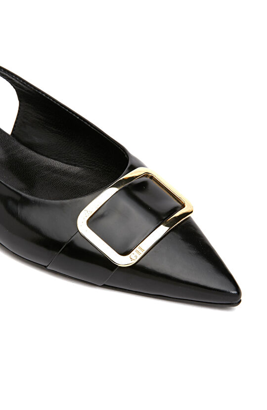 Siyah Kadın Deri Babet