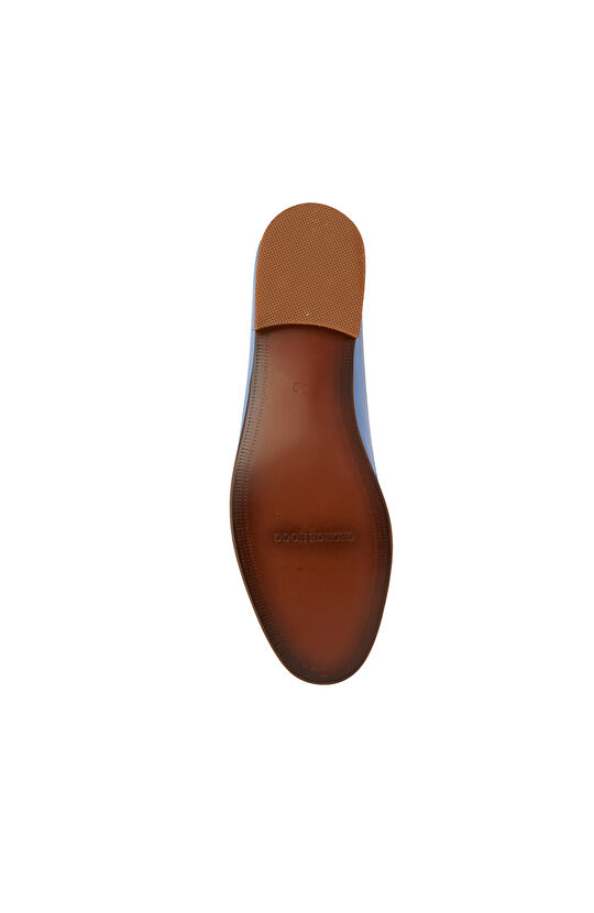 Mavi Kadın Yuvarlak Burun Deri Loafer