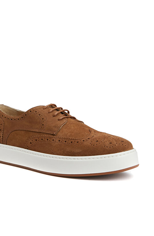 Camel Süet Erkek Zımbalı Deri Sneaker Ayakkabı