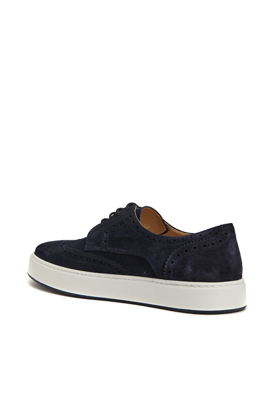 Lacivert Süet Erkek Zımbalı Deri Sneaker Ayakkabı