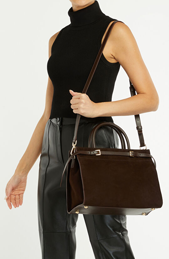 Kahverengi Kadın Süet Çanta