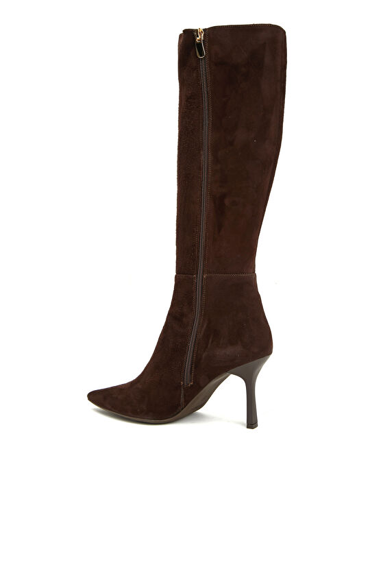 Kahve Deri Kadın Çizme