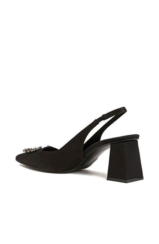 Siyah Saten Topuklu Ayakkabı