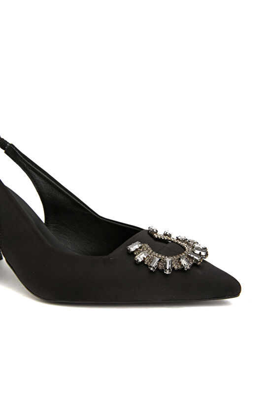 Siyah Saten Topuklu Ayakkabı